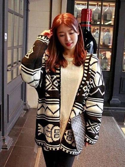 Kvinders efterårsmodefri stil Langærmet cardigan toppe Overtøj sweater sjal