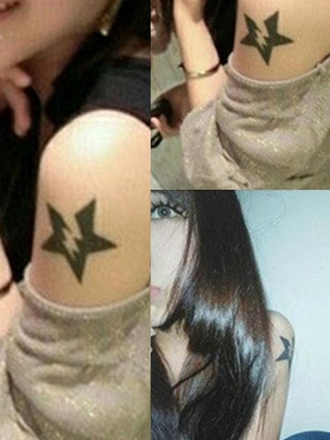 Mode Blå Sorte Stjerner Mønster Vandtæt Tatovering Klistermærker Dekaler Midlertidig Tatovering