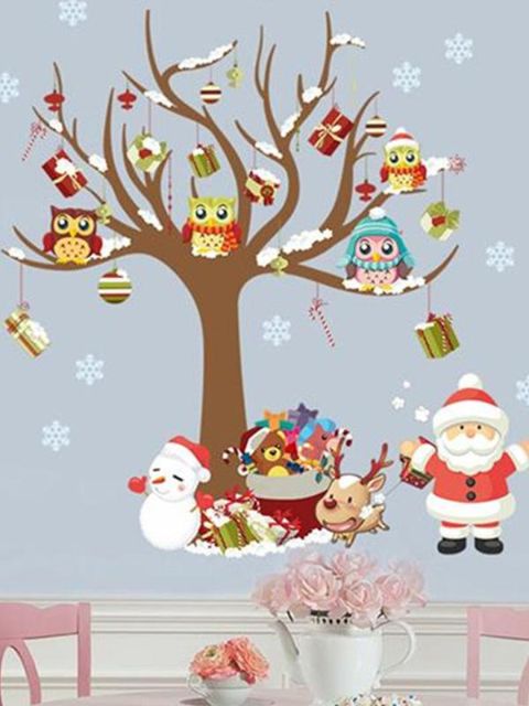 Christmas Decoration New Santa Claus Christmas Tree Children's Room Bedroom Living Room Backdrop Stickers Wall Window Stickers