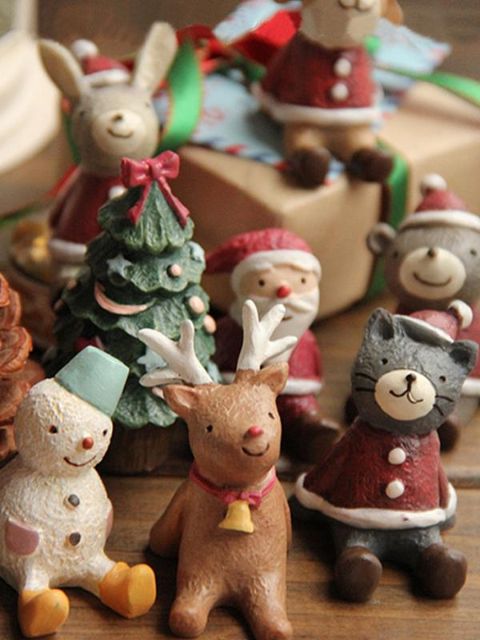 Ny god jul titta upp på den stjärnbelysta himlen Animal Series Resin skrivbordsdekoration