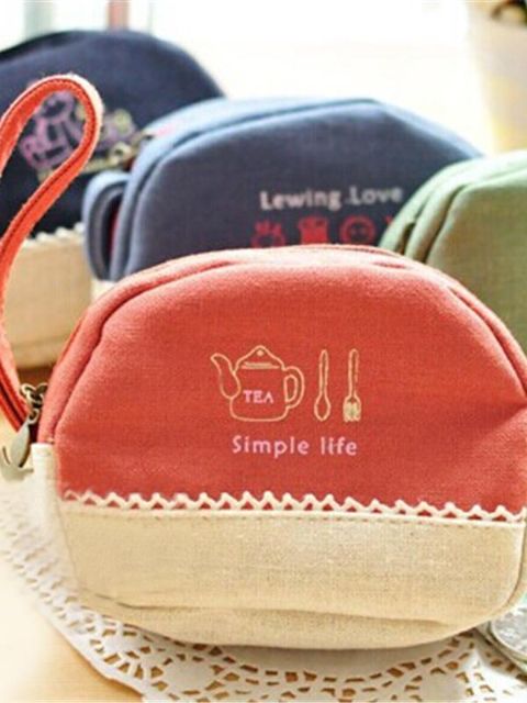 Casual Canvas Candy Color Zipper Clutch Wallet Porte-monnaie