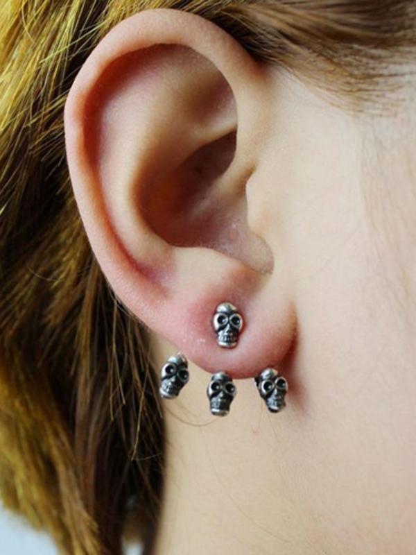Fashion Unisex New Personality Punk Style Skull Skeleton Design Ear Clip Earrings