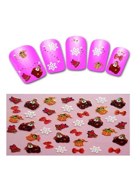 Nýir Nail Art Límmiðar Decal Christmas Santa Claus / Bells / Snowflakes / Bowknot / Gift Box 3D Nail Sticker Franskur Manicure DIY Tools