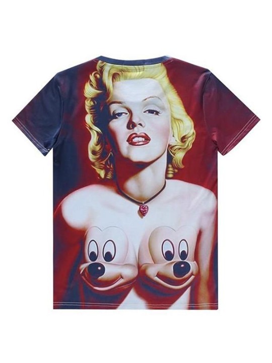 Sexy Lady Print T-shirt à manches courtes col rond Slim Fit Shirt Casual Tops