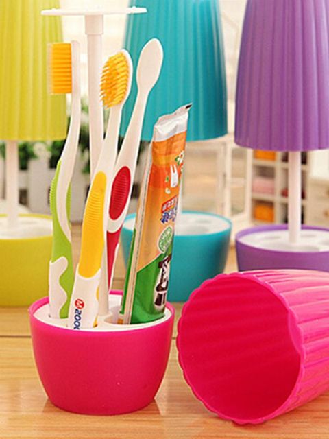 Ruukkukasvien muotoinen hammasharjan parranajokoneen partaveitsen istuinteline + pesukuppisetti