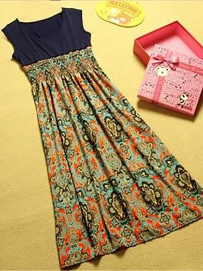 Estilo coreano Mulheres boêmio beachwear Maxi Vestido Casual Longo Saia Clubwear