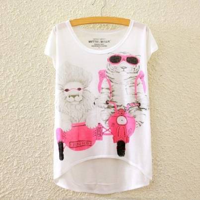 Ny mode kvinders kortærmet grafisk trykt t-shirt