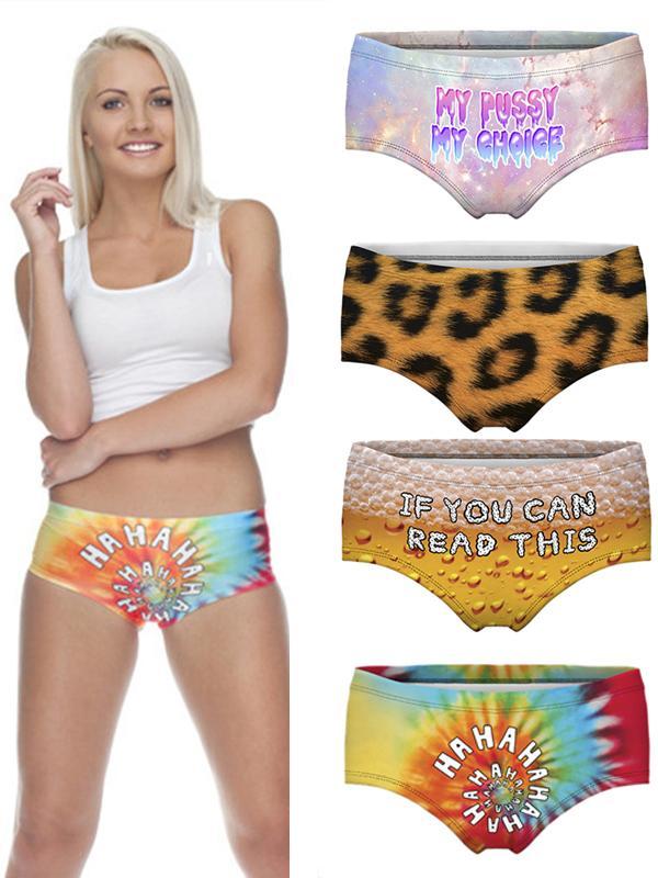 Mode Sexiga kvinnors underbyxor underbyxor Underkläder Digital utskrift 3D trosor sömlösa