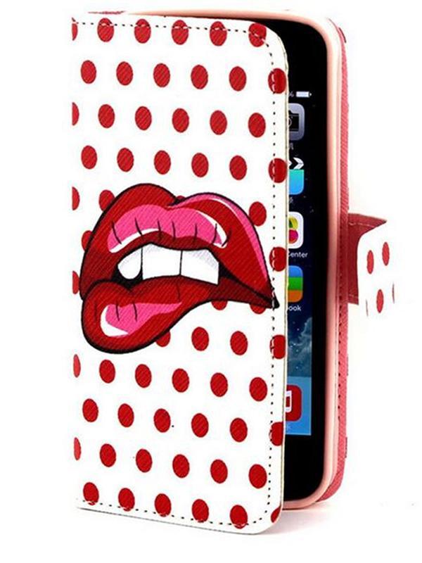 Caso simple del iPhone 6 de la moda cubierta del tirón del tenedor del teléfono Titular de la tarjeta colorida de la cartera de la impresión