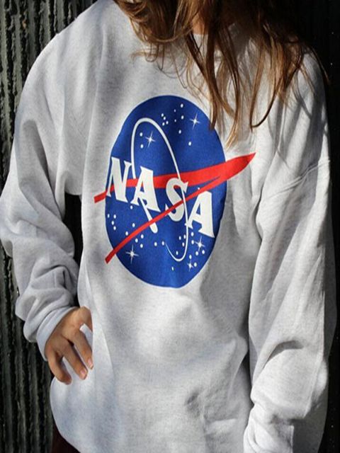 NASA bréfprentun kvenna Haust vetrar frjálslegur peysa Langerma peysuföt