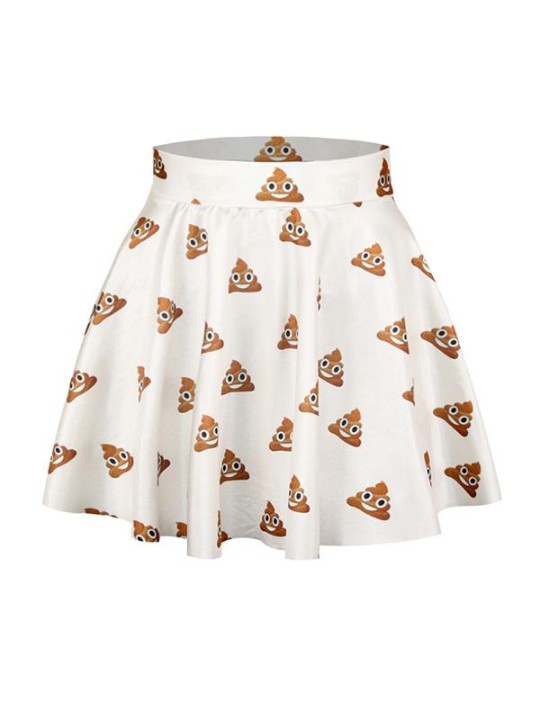 Nova Moda Verão Mulheres Emoji Digital Imprimir Vestidos De Cintura Alta Queimado Skater Mini Saias