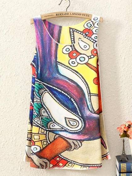 Style d&#39;été femmes mode sans manches Graffiti 3D imprimé Blouse chemise gilet débardeurs