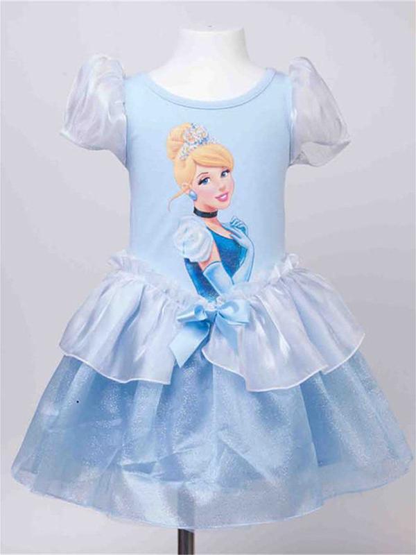 Fashion Cute Snow White  Baby Girls Dress Europe Style Princess Blue Tutu Costume Dress Kids Costume