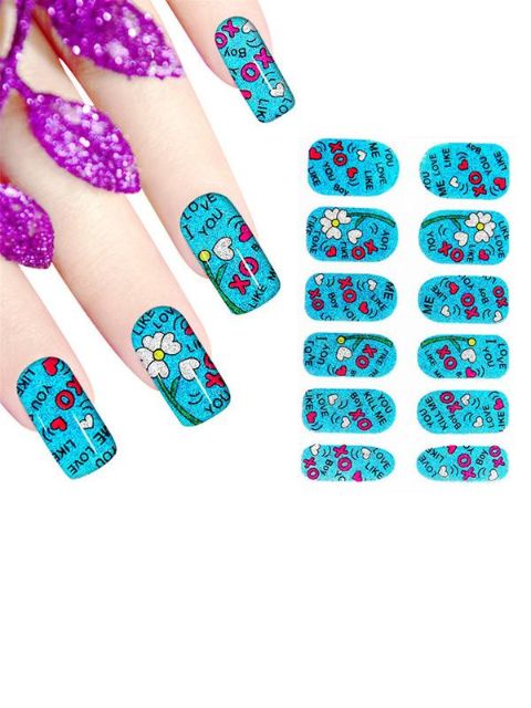 Hot Sale Women's Floral Letters New DIY Shining  Sticker Nail Art Decals Nails Wraps Nail Tools Manicure