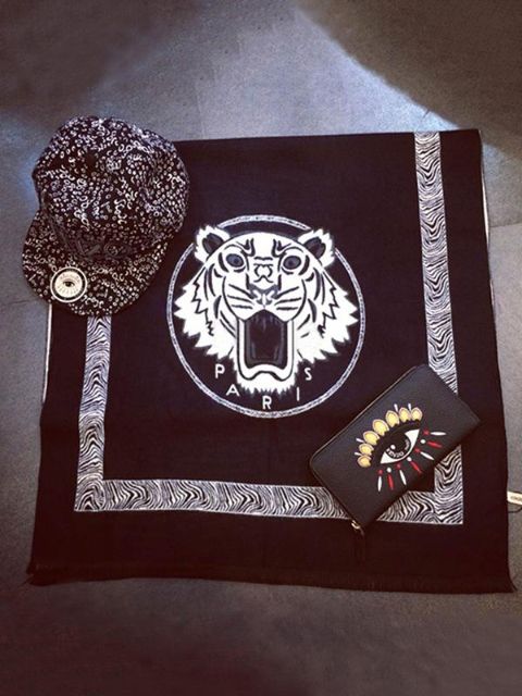 Moda feminina outono nova Euramerican Tiger cabeça impressão Cashmere cachecol xaile