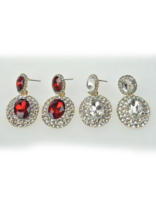 Tískupersóna kvenna Vintage heitt strass eyrnalokkar hringlaga eyrnalokkar Gler eyrnalokkar fyrir partý