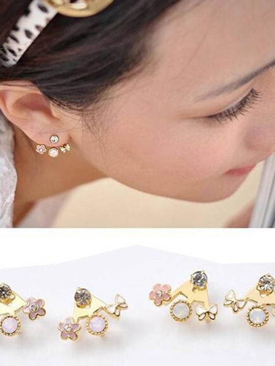 Nye Simple Flower Diamond Ear Stud Øreringe