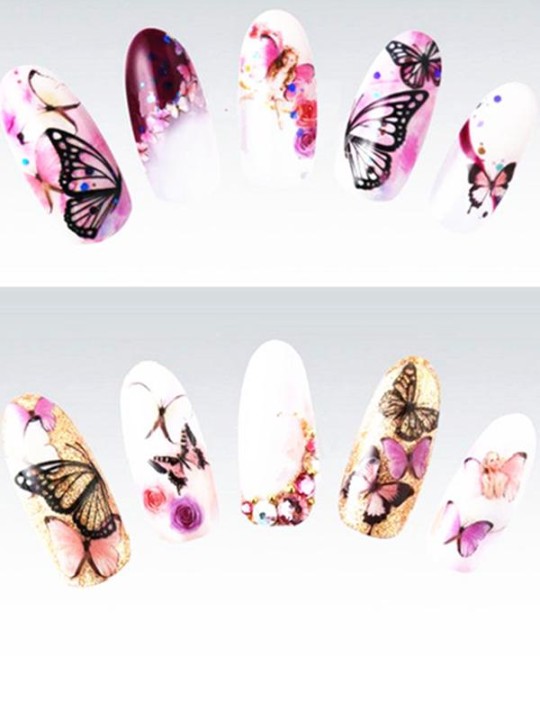 Vatnsmerki kvenna Fallegt fiðrildalímmiði Naglalistarmerki Naglar Umbúðir Naglaverkfæri Handsnyrting