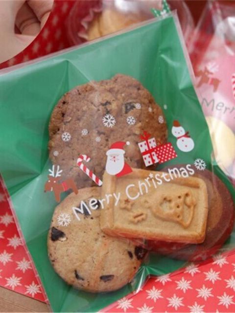 95 Teile / los Cookie Verpackung Weihnachten selbstklebende Plastiktüten Für Kekse Snack Backpaket Weihnachten