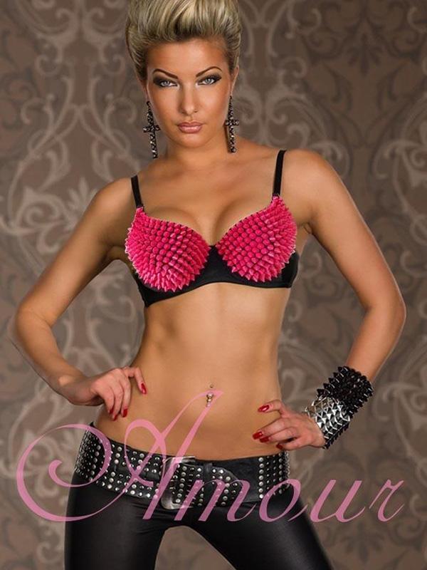 Lady Gaga Neon Color Spike Nitte besat bh Top stripper slid Dance Wear