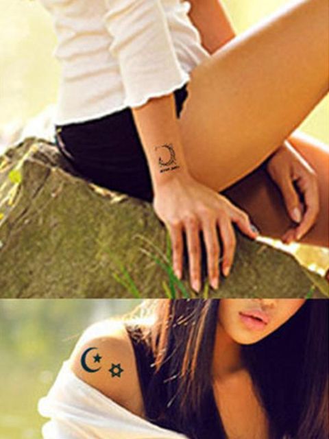 Tíska Moon Star mynstur vatnsheldur húðflúr límmiðar Decals tímabundið húðflúr