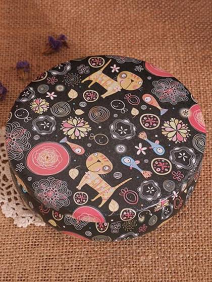 Christmas Tin Box Cartoon Cats&Fish Print Mini Jewelry Case Desktop Round Candy Cookies Storage Boxes Gifts