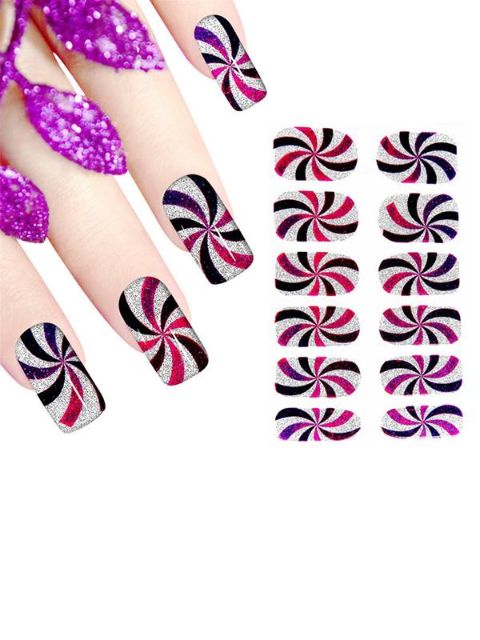 Forma do moinho de vento das Mulheres DIY Brilhando Etiqueta Da Arte Do Prego Decalques Unhas Wraps Ferramentas Manicure