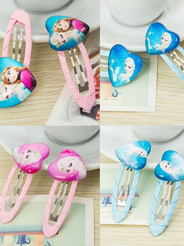 Niños Niñas coreano Cartoon Hairwear Frozen Free Fall Pattern Glass en forma de corazón clips de pelo del bebé BB Clip accesorios para el cabello