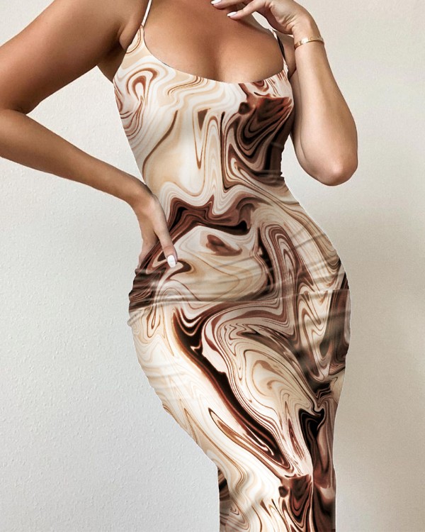 Vestido camisero ceñido con estampado floral en bloques de color