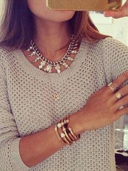 Dömur plússtærð crewneck langerma holótt laus peysa Konur haust vetrar peysa