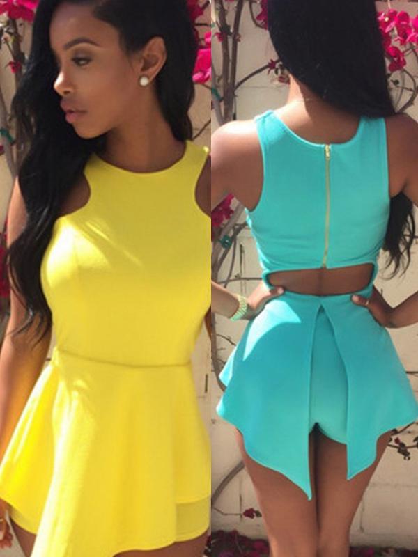 Verano mujeres sin mangas Mono corto Playsuit Clubwear corto mameluco