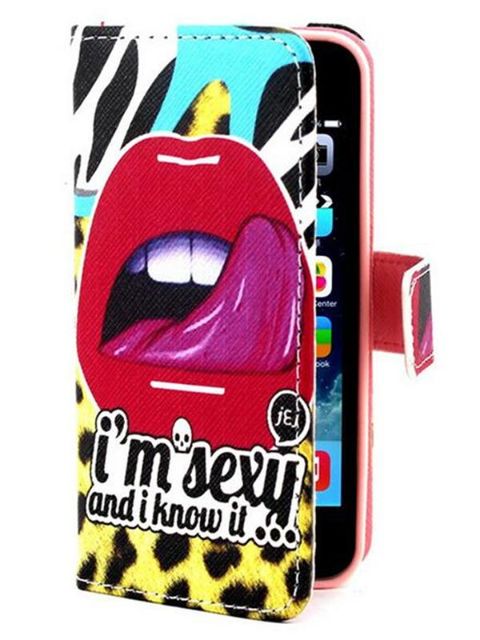 Caso simple del iPhone 6 de la moda cubierta del tirón del tenedor del teléfono Titular de la tarjeta colorida de la cartera de la impresión