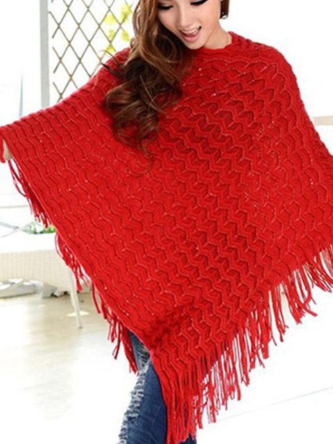 Femmes Automne Mode Casual Plus La Taille Manteau Chaud À Manches Longues Tops Outwear Pull Châle Cape