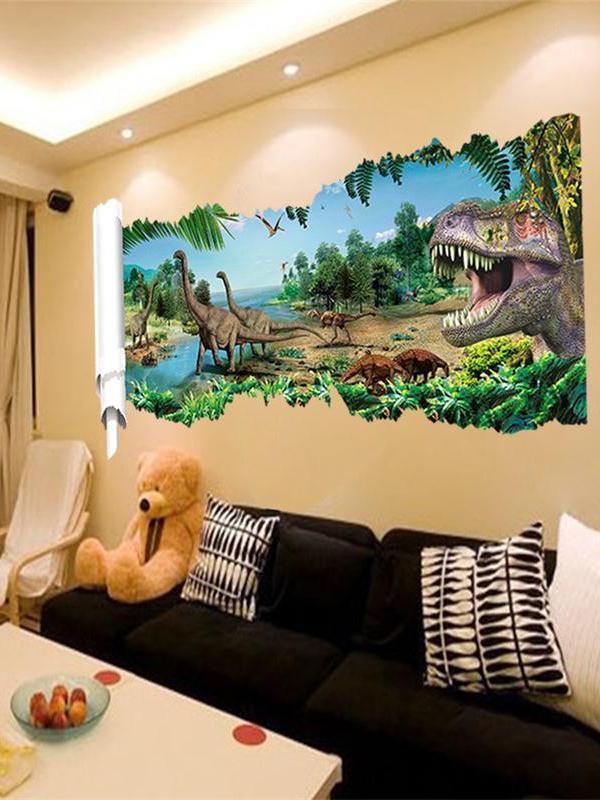 Nýjasta 3D teiknimyndamyndin Dinosaur Home Decal Wall Sticker / Boys Love Kids Room Decor Child Gifts