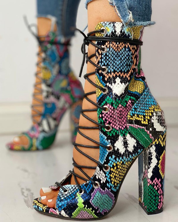 stylish sequin open toe chunky heeled sandals