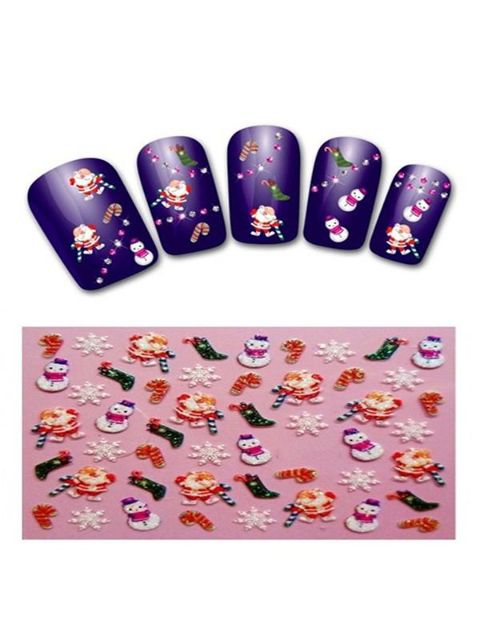 New Nail Art Stickers Decalque Natal Papai Noel / Botas de Neve / Meias / Flocos De Neve de Design 3D Etiqueta Do Prego Francês Manicure DIY Ferramentas