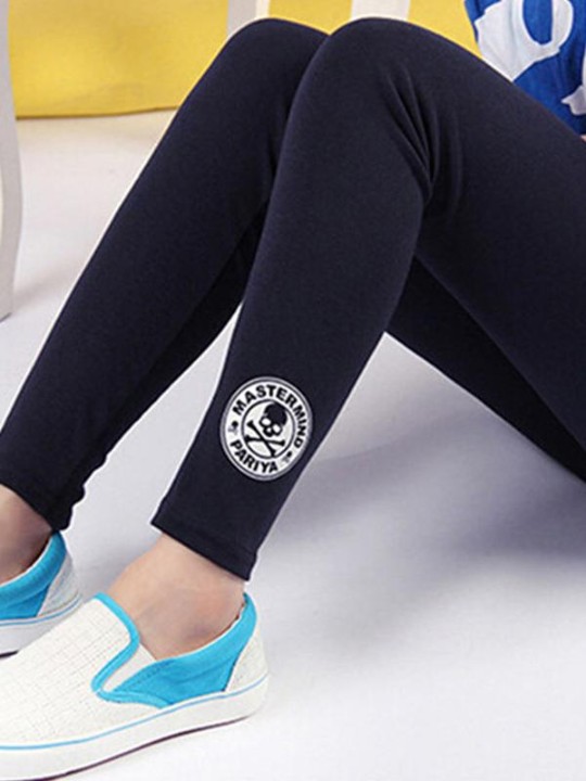 Novo Outono Leggings Alta Elástico Na Cintura Calças Calças Leggings Mid-Calf Crânio Impressão Magro Sexy Respirável Leggings