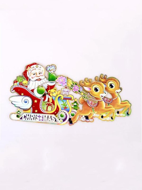 Juldekoration Stereo Santa Deer With Bright Side Gold Powder Window Stickers Wall Stickers