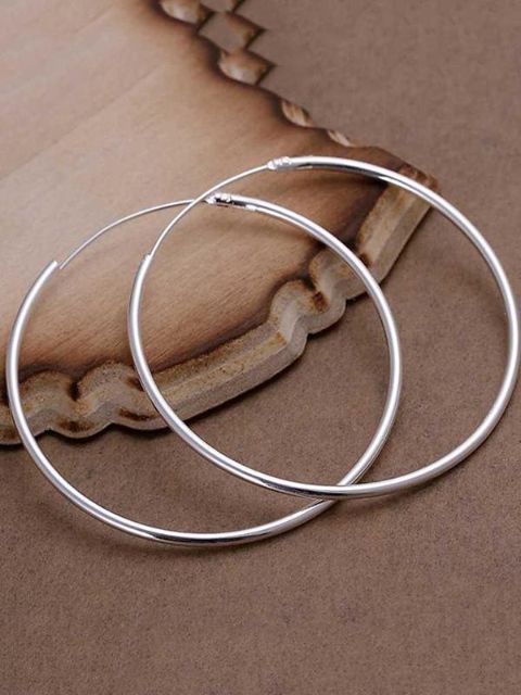 Pendiente de plata de moda de mujer Pendiente de plata de ley Sterling Smooth Circle
