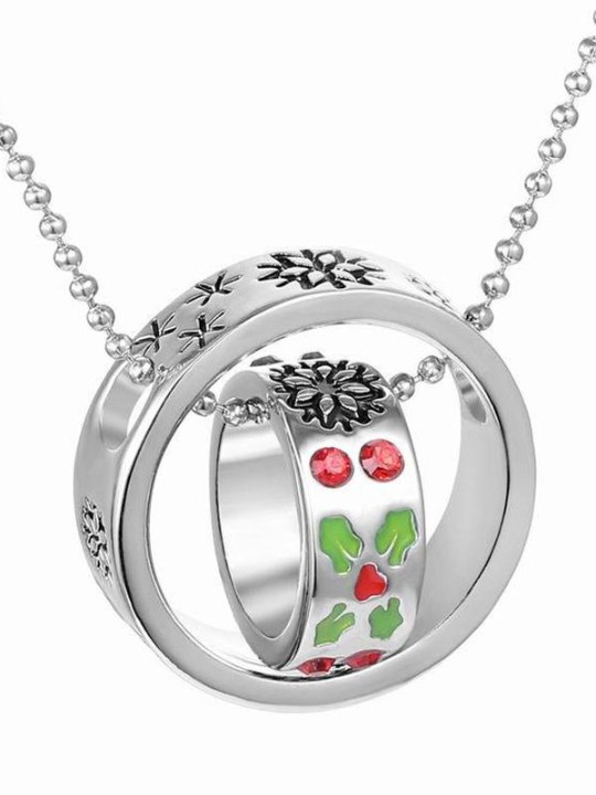 Merry Christmas! New Snowflake Print Chain Pendant Necklace Jewelry Accessories Gifts