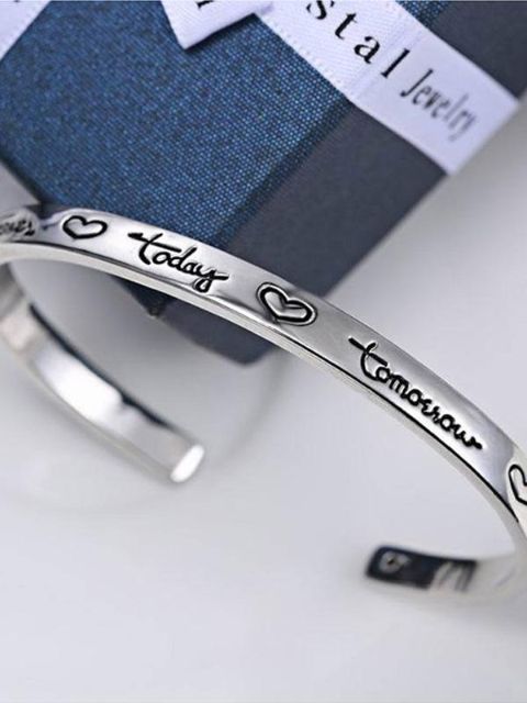 2015 Trendy Fashion Simple Letter Print Charm Bracelet Cuff Bangle For Women Lover Fashion Jewelry