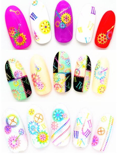 Watermark das mulheres engrenagem etiqueta Nail Art decalques unhas Wraps Nail Tools Manicure