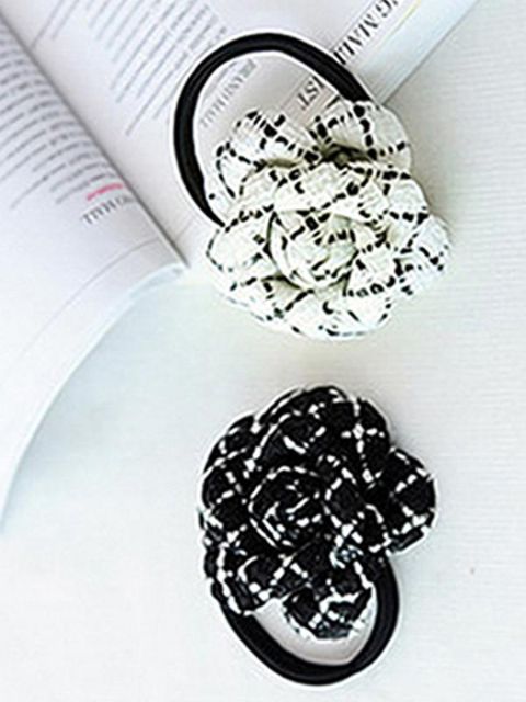 Mode sort/hvidt mønster 3D-blomstret hårring Hårbånd til kvinders hårtilbehør Højelastiske hårreb