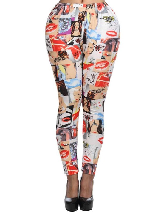 Belezas Imprimir New Skinny Leggings Stretchy Sexy Jeggings Calças Lápis