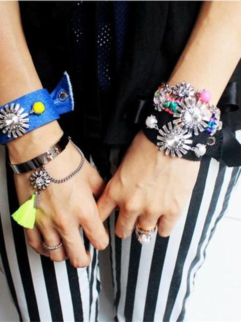 Unisex Fashion Boho Rhinestone Flower Chain Armband i 3 färger Party