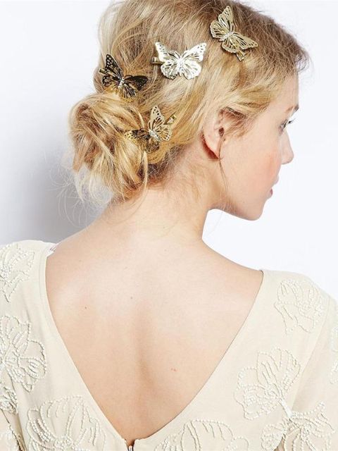 Lindo Feminino Borboleta Hairpin Headdress Side Clip Headpiece