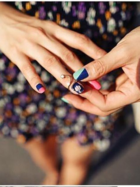 Trendig stil oljemålning blommor pärla båge ring naglar ringar set party tillbehör kvinnor smycken naglar ring