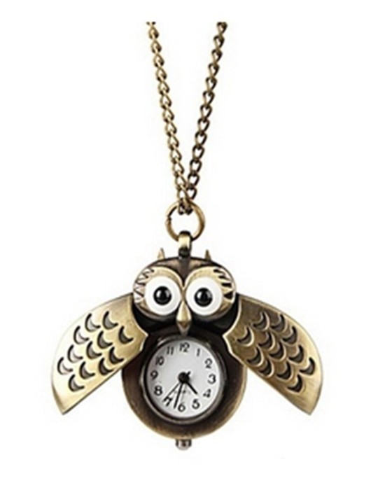 Golden Owl Watch vedhæng Vintage halskæde
