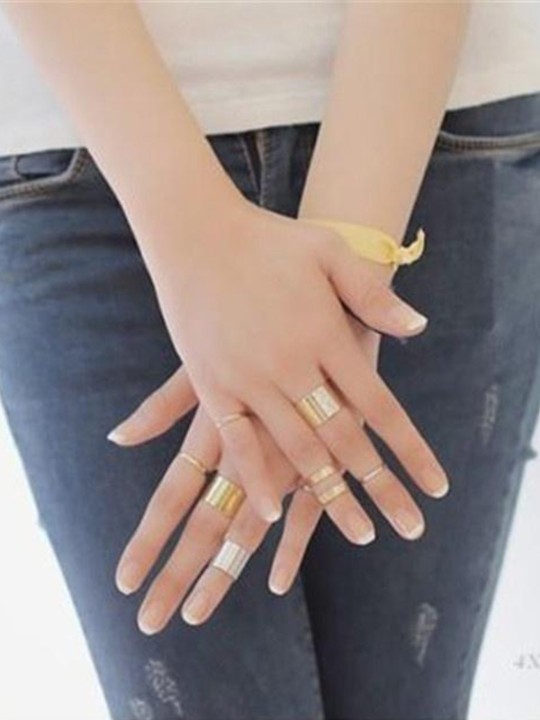 TrendyQueen-3 stk. 1 sæt topfinger over midi-spidsfingeren over knoens åbne ringe