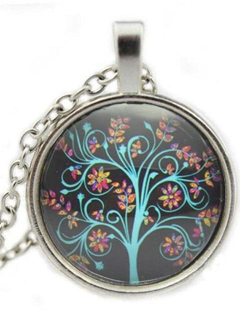 Life Tree Pendant Necklace Art Tree Glass Cabochon Necklace Mode Kvinnors smycken